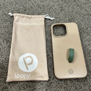 Loopy Case Tan Phone Case with Green Loop